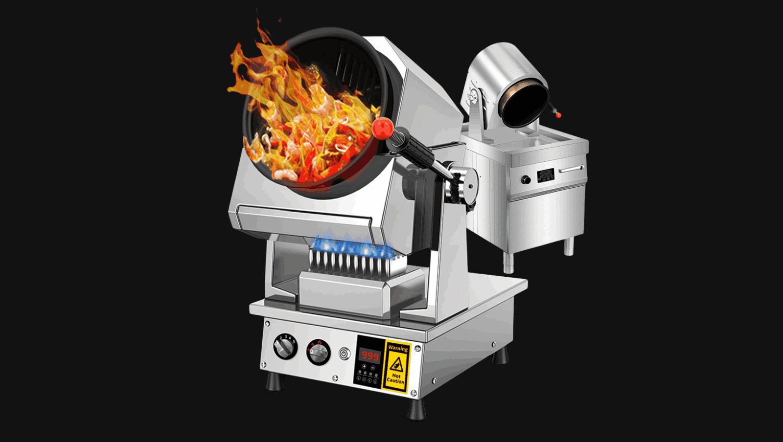 เครื่องผัดอาหารอัตโนมัติ เครื่องผัดข้าวอัตโนมัติ แบบถุงหมุน หม้อหมุนผัดอาหารอัตโนมัติ